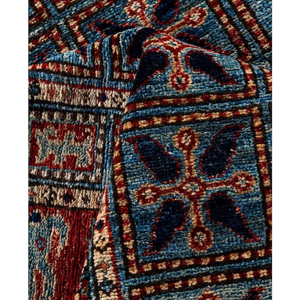 Serapi Light Blue 9 ft. x 12 ft. Tribal Wool Indoor Area Rug