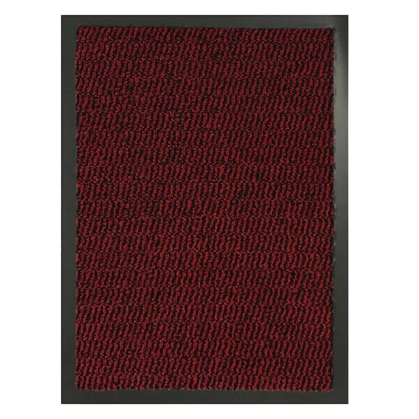 EVIDECO French home goods Lisa Red Burgundy 48 in. x 32 in. Polyester Sheltered large Front Door Mat