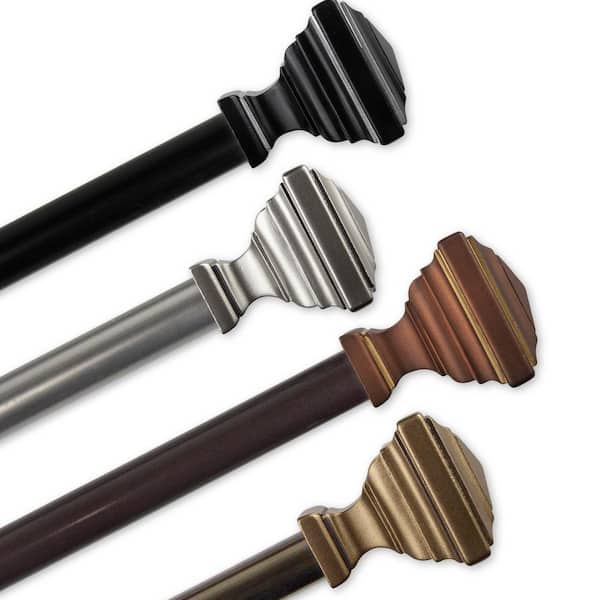 EMOH 13/16" Dia Adjustable 28-48" Single Curtain Rod in Cocoa with Saymna Finials