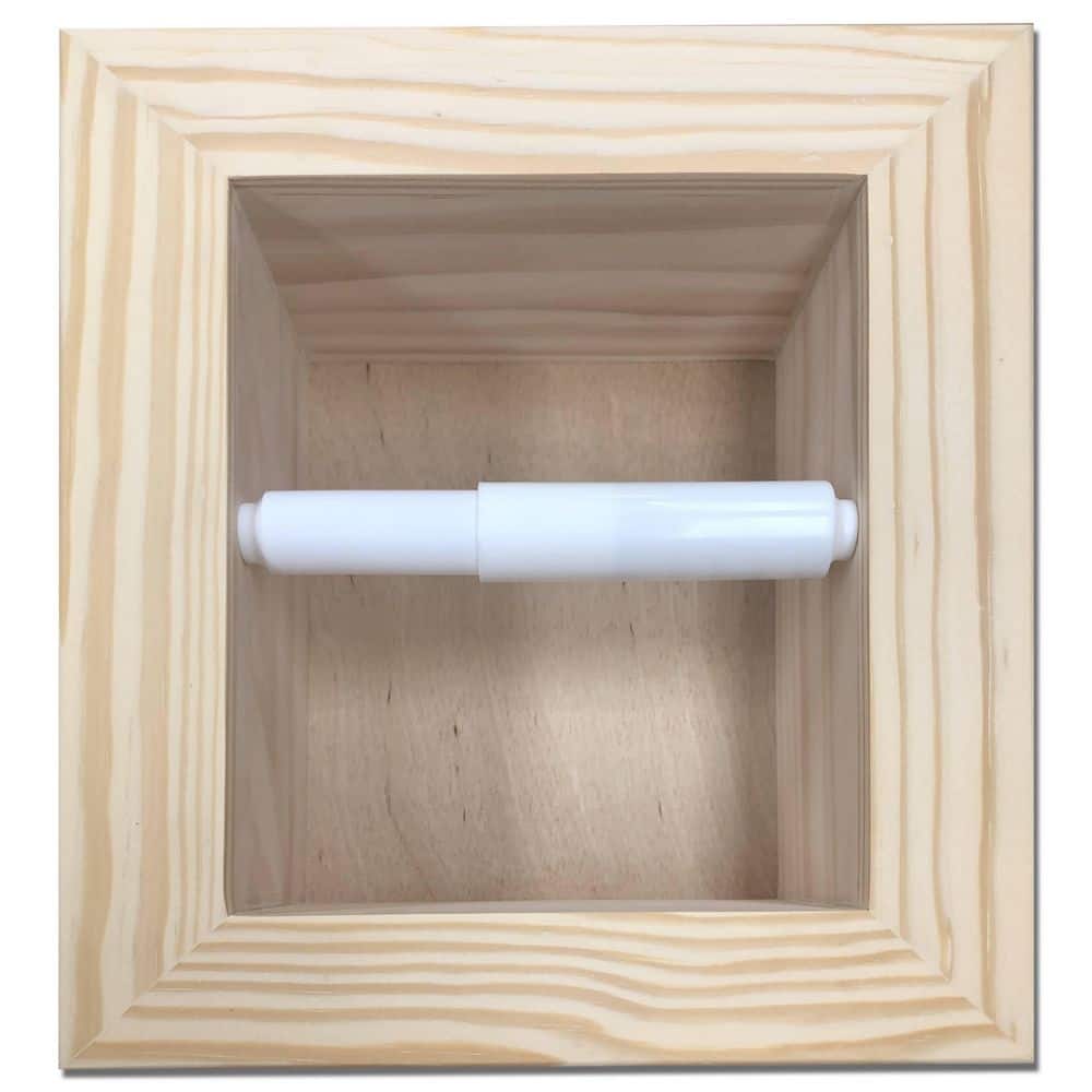 Tripoli Recessed Solid Wood Toilet Paper Holder in Unfinished with Simple Frame price history on PriceWatchPro
