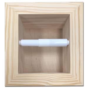 Tripoli Recessed Solid Wood Toilet Paper Holder in Unfinished with Simple Frame