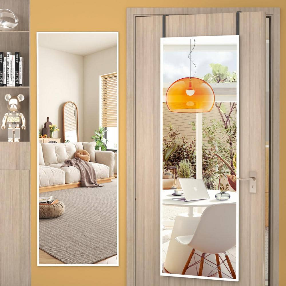 16 in. W x 51 in. H Rectangle White Frame Full Body Over The Door Hanging W