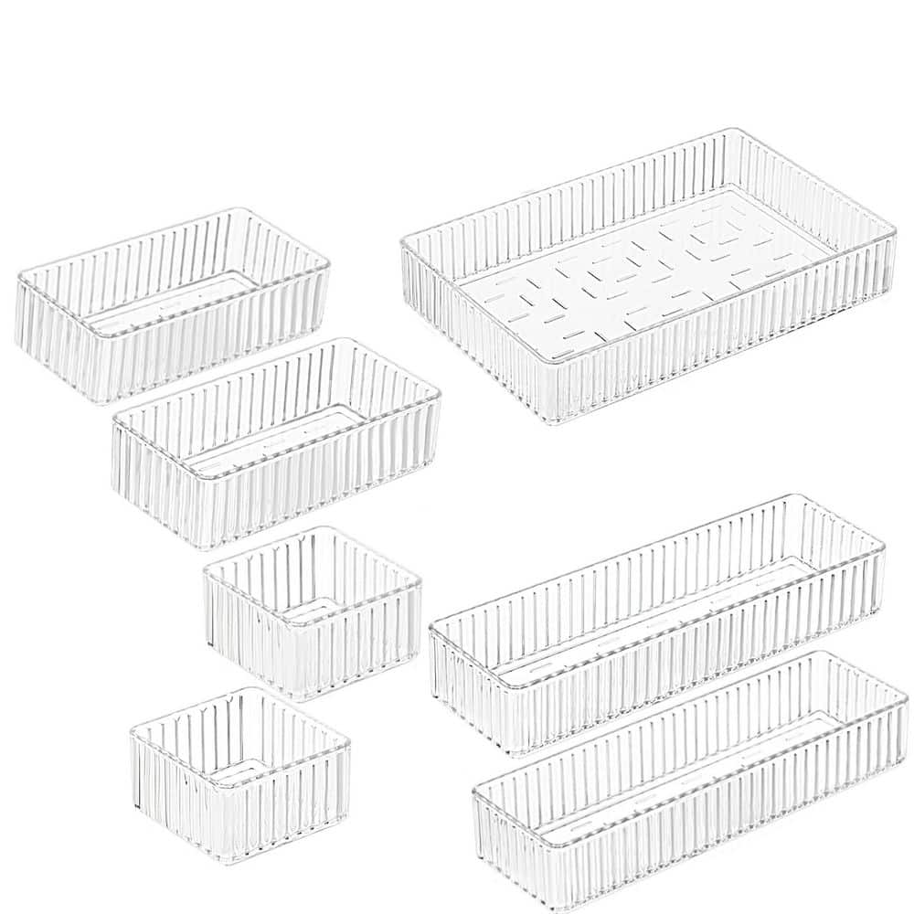 Clear 9.9in x 6.3in Plastic Stackable Drawer Box Organizer Trays for ...