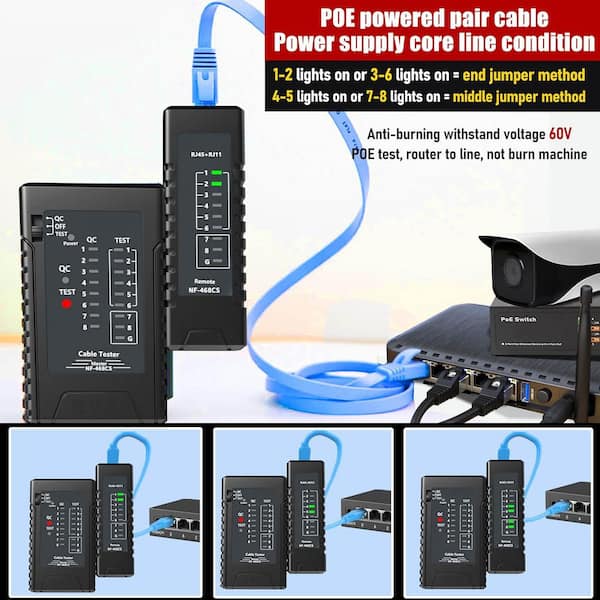 Yankok LANtest Modular Cable Tester Kit - For Cat5/Cat6, Coaxial, RJ45/RJ11, Token Ring Cables | Network & Telephone Cable Tester With Remote