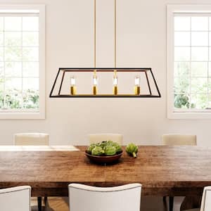 Adams 8-Light Oil Rubbed Bronze Kitchen Island Pendant Light Fixture with Caged Linear Metal Shade