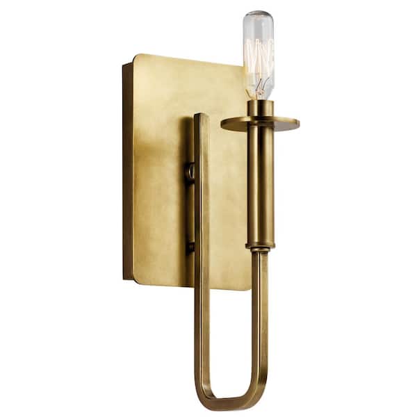 KICHLER Alden 1-Light Natural Brass Bathroom Indoor Wall Sconce Light