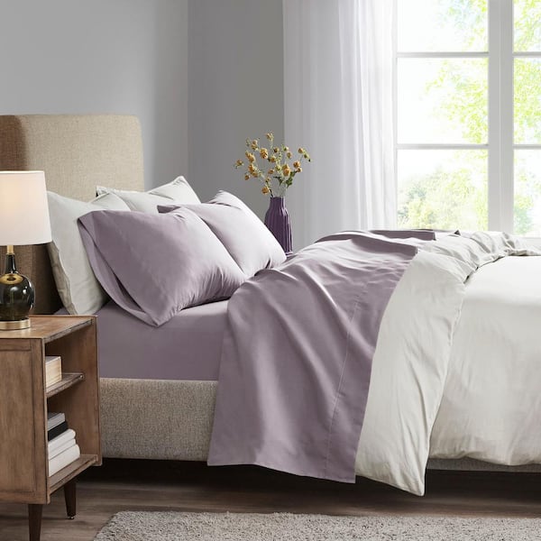 Madison Park Purple Cal King Luxurious Brushed Microfiber Deep Pocket Sheet Set