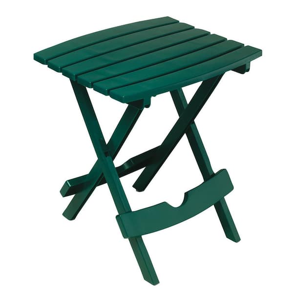 Adams Manufacturing Quik-Fold Hunter Green Resin Plastic Outdoor Side Table