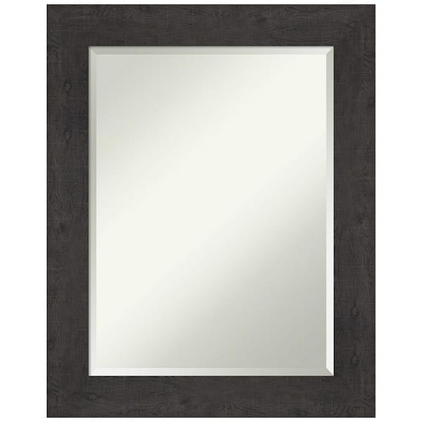 Amanti Art Rustic Plank Espresso 23.5 in. H x 29.5 in. W Framed Wall Mirror