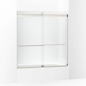 Claro 57 - 60 in. W x 61.5 in. H Frameless Sliding Bath Door in Brushed Nickel with 1/4 in. Thick Crystal Clear Glass