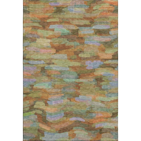 Mayfield Premium Machine Washable Abstract AMF2266 Fern 5 ft. x 7 ft. 6 in. Area Rug