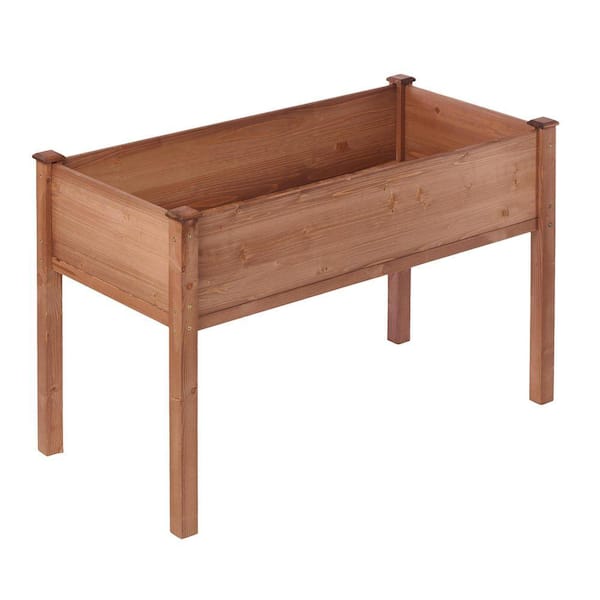 48x24x30 Inch Coffee Color Elevated Garden Planter with Legs, Raised Wooden Planting Box