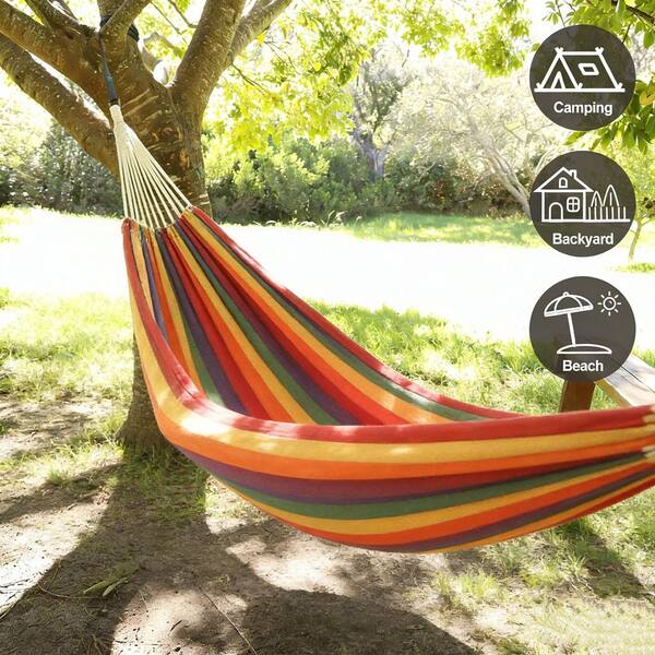 Dベット OGETFUUR 11.3 ft. Double Hammock Bed with Tree Straps, 450lbs