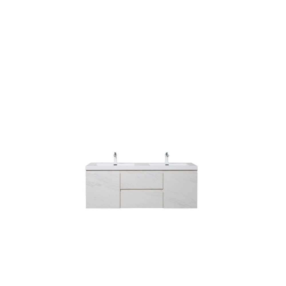 59.06 in. Double Sink Wall-Mounted Floating Jazz White Bath Vanity with White Resin Top price history on PriceWatchPro