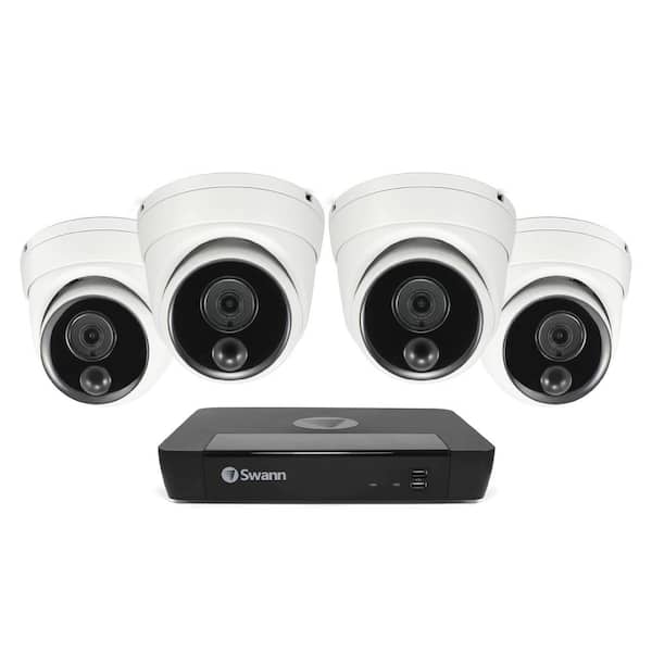 Swann Master 4K, 8-Channel, 4-Dome Camera, Indoor/Outdoor PoE Wired 4K UHD 2TB HDD NVR Security Surveillance System
