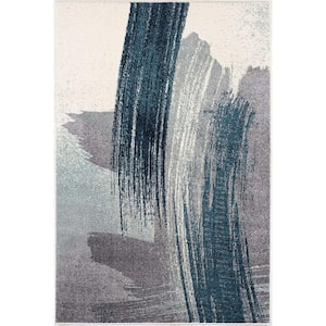 Bernadette White Blue 5 ft. x 8 ft. Abstract Polyester Area Rug