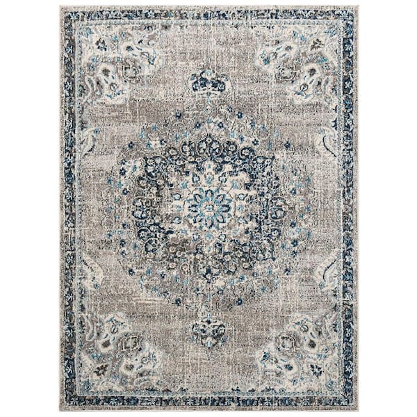 Montana 9 x 12 Teal Medallion Pattern Area Rug for High Traffic Living Room Dining Room Bedroom