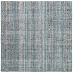 Abstract Blue/Multi 4 ft. x 4 ft. Striped Square Area Rug