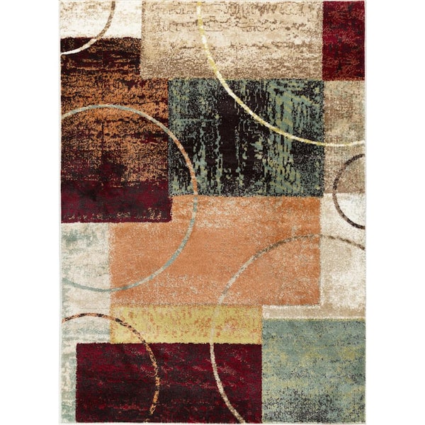Tayse Rugs Deco Abstract Multi-Color 5 ft. x 8 ft. Indoor Area Rug