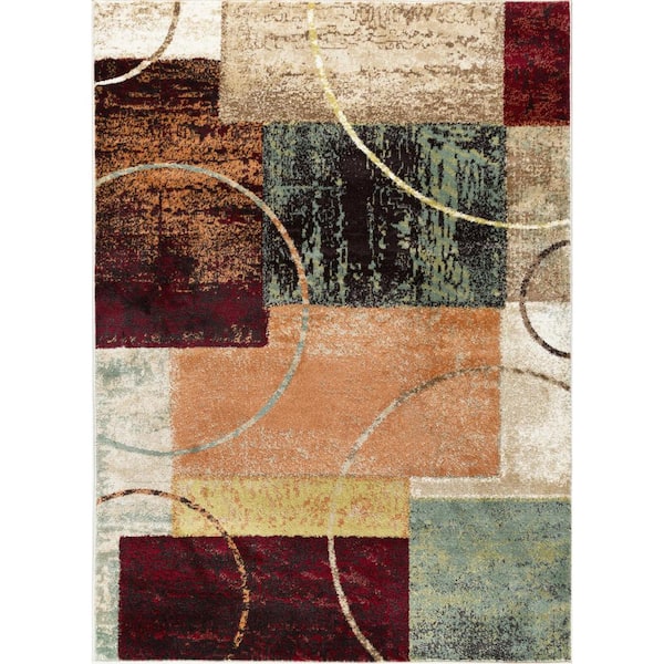 Tayse Rugs Deco Abstract Multi-Color 8 ft. x 10 ft. Indoor Area Rug