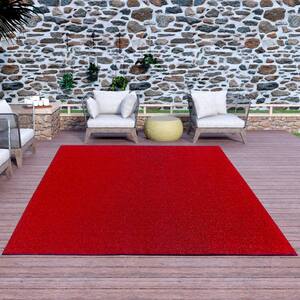 Evergreen 6 ft. 7 in. x 9 ft. 3 in. Red Artificial Grass Runner Rug
