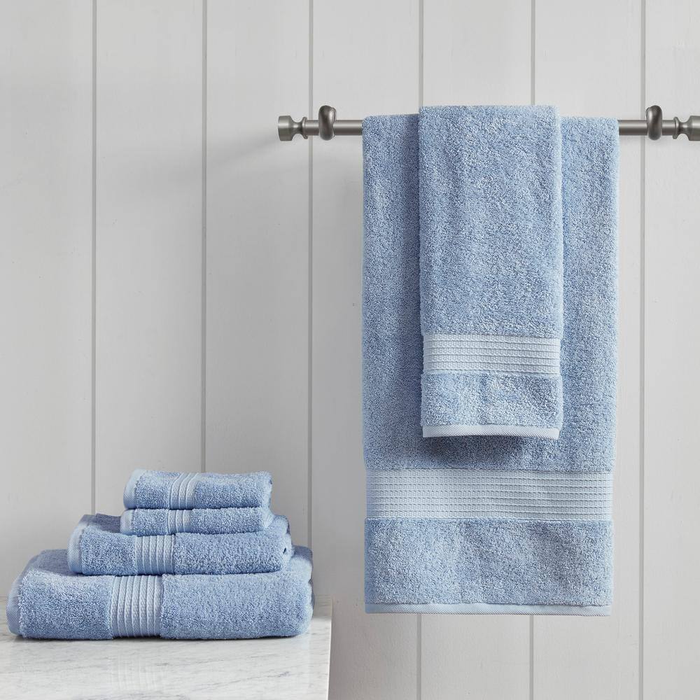 Organic Cotton Blue Washcloth and Hand Towel Set