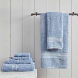 Organic 6-Piece Blue Cotton Bath Towel Set