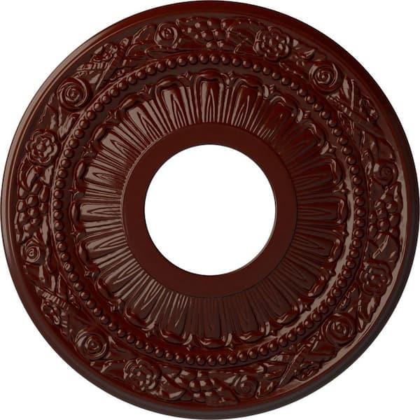 Ekena Millwork 7/8" x 12-1/8" x 12-1/8" Polyurethane Nadia Ceiling Medallion, Brushed Mahogany