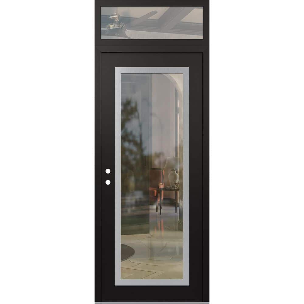 C1 36 in. x 96 in. Silver P Right-Hand/Inswing Clear Glass Black/Black Transom Steel Prehung Front Door price history on PriceWatchPro