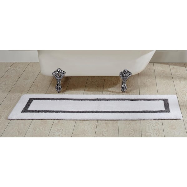 Better Trends Hotel Collection White/Gray 20 in. x 60 in. 100% Cotton Bath Rug