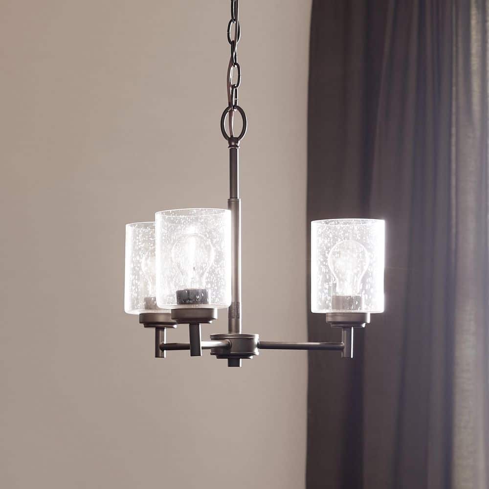 Winslow 18 in. 3-Light Black Contemporary Shaded Cylinder Mini Chandelier for Dining Room price history on PriceWatchPro