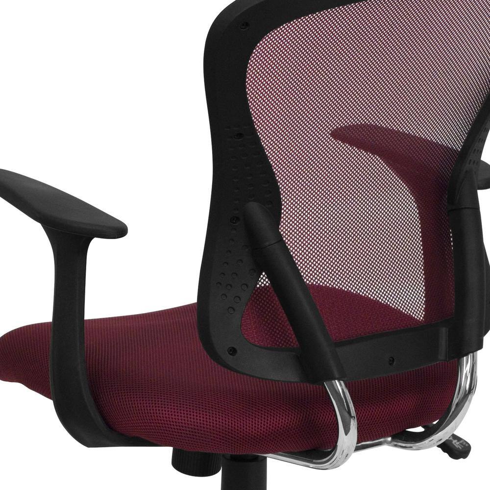 Burgundy Mesh Mid-Back Swivel Task Chair with Chrome Base