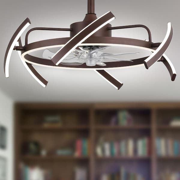 Bella Depot 24 in. Indoor Coffee Dimmable Ceiling Fan with Light Kit and Remote