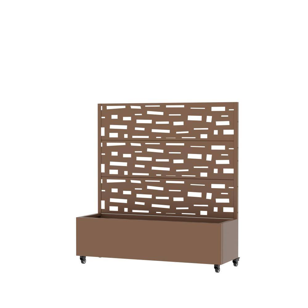 47 in. H x 47 in. W Brown Outdoor Galvanized Steel Privacy Screen Planter Box Trellis with Detachable Wheels price history on PriceWatchPro