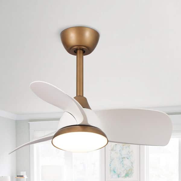 28 in. Brass Gold LED Ceiling Fan with Remote Control