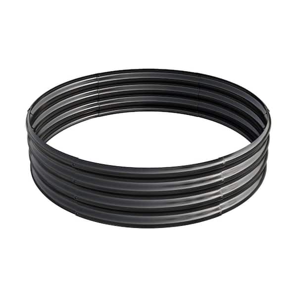 32.08"*11.4"*1" Tall Mental Round Metal Raised Beds for Vegetables, Outdoor Garden Raised Planter Box for Flowers-Black