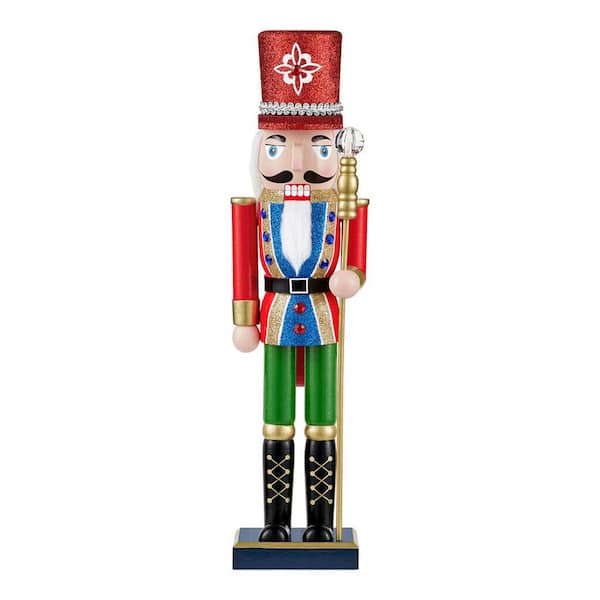 Home Accents Holiday 15 in Glitter Nutcracker With Staff