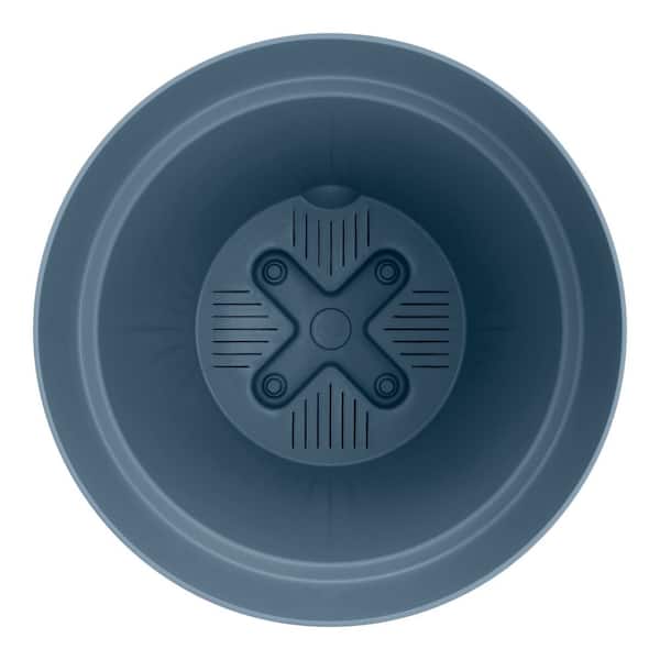 Vigoro Vivienne Medium Blue Plastic Round Self-Watering Planter