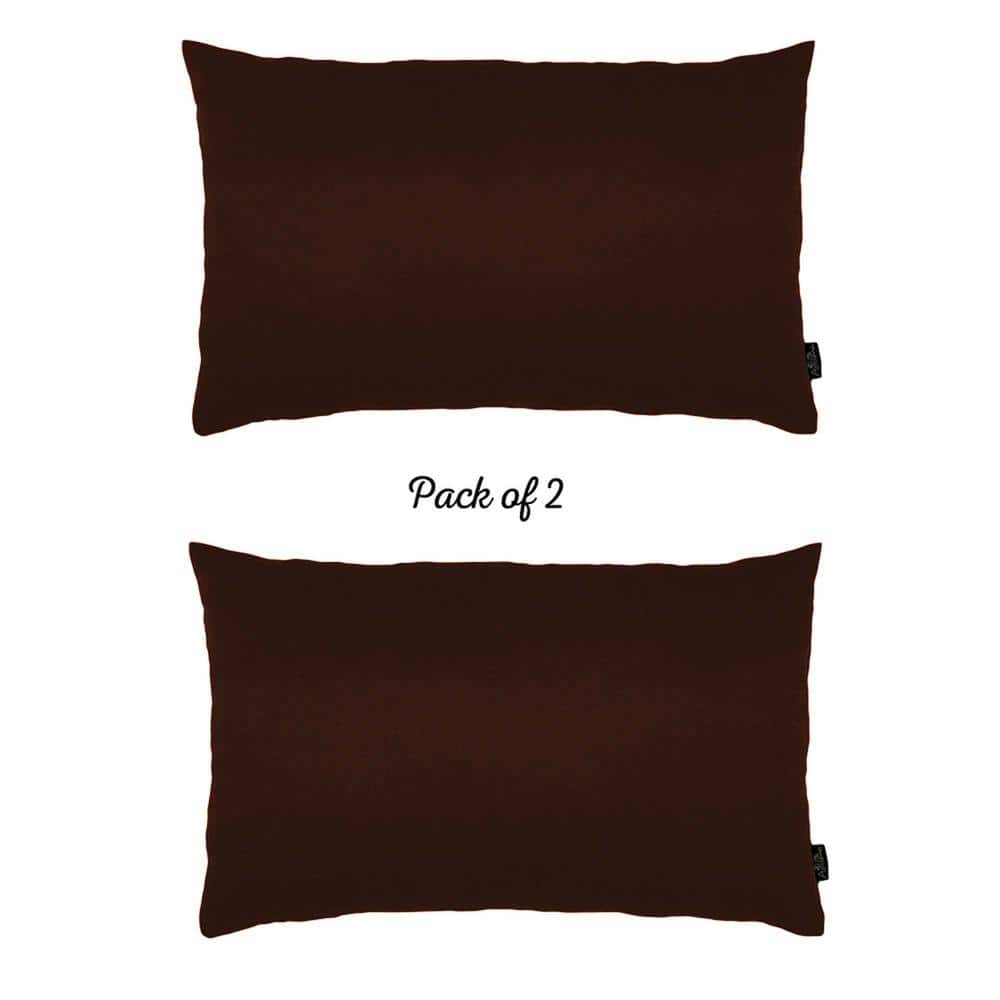 Brown Polyester Lumbar Pillow Covers Set of 2