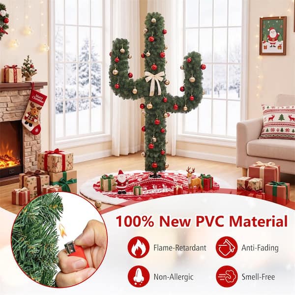 Costway 6 ft. Pre-Lit Cactus Artificial Christmas Tree with LED