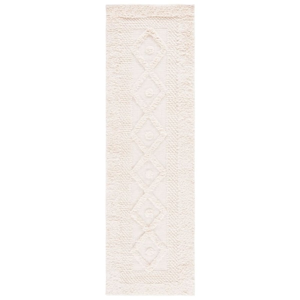 Kenya 2 ft. x 8 ft. Ivory Diamond High-Low Runner Rug
