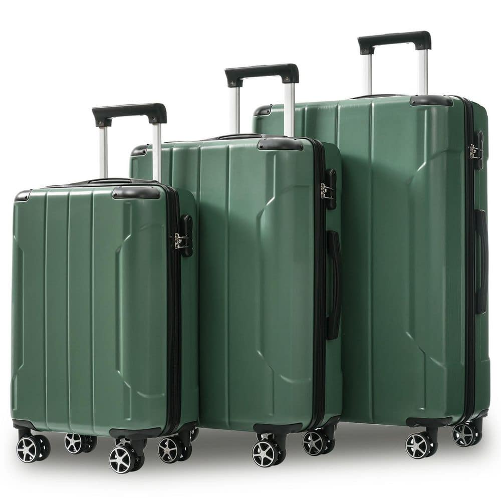 3-Piece Green ABS Softside Luggage Set with Double Spinner Wheels price history on PriceWatchPro