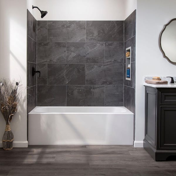 Cracked Slate 14.8 in. x 25.6 in. L W Waterproof Adhesive No Grout Vinyl Wall Tile (21 sq. ft./case)