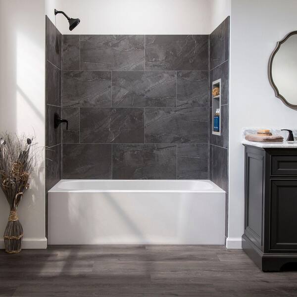 Cracked Slate 14.8 in. x 25.6 in. L W Waterproof Adhesive No Grout Vinyl Wall Tile (21 sq. ft./case)