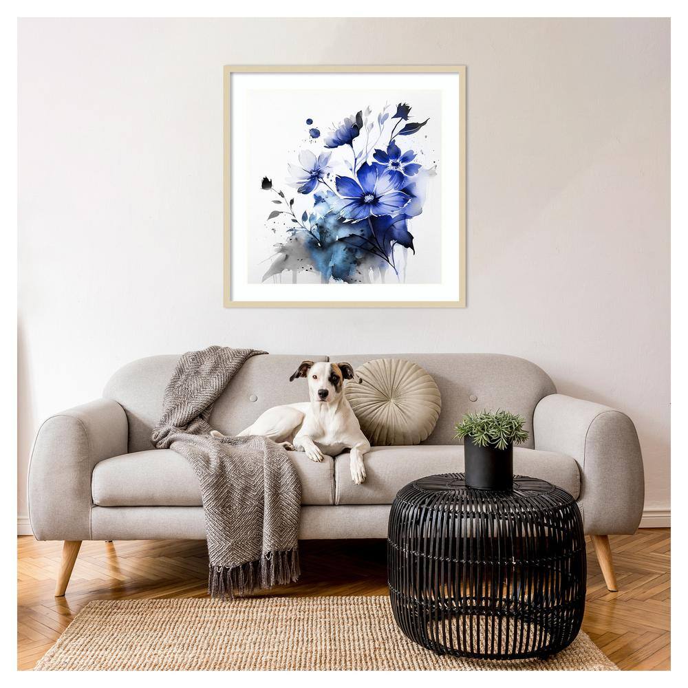 Blue Spring Floral III Abstract Expressionism Framed Wall Art