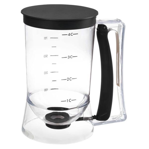 Chef Buddy 4-Cup Batter Dispenser with Squeeze Handle for Pancakes, Waffles, Muffins, and Crepes-Black Measuring Cup Dispenser