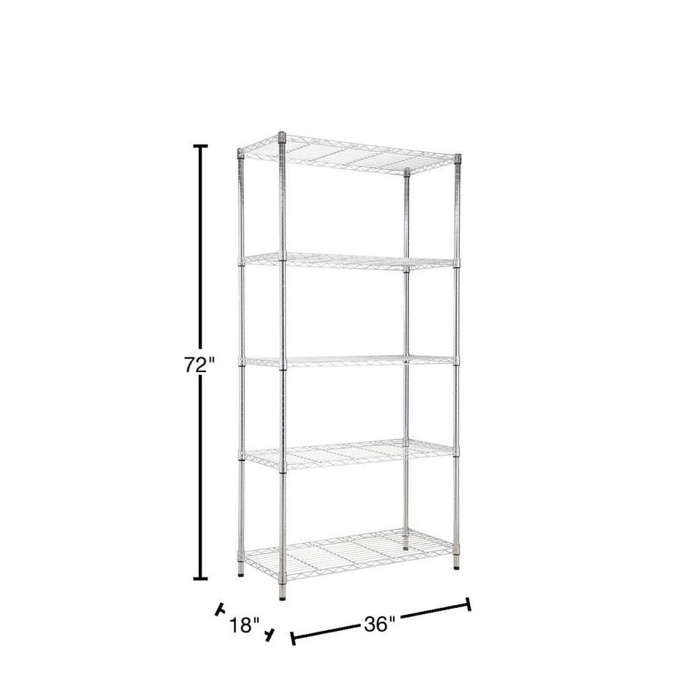 Chrome 5-Tier Adjustable Steel Utility Shelving Unit