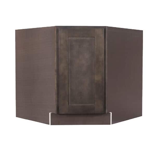 LIFEART CABINETRY Lancaster Shaker Assembled 36 in. x 34.5 in. x 24 in. Base Diagonal Cabinet in Vintage Charcoal