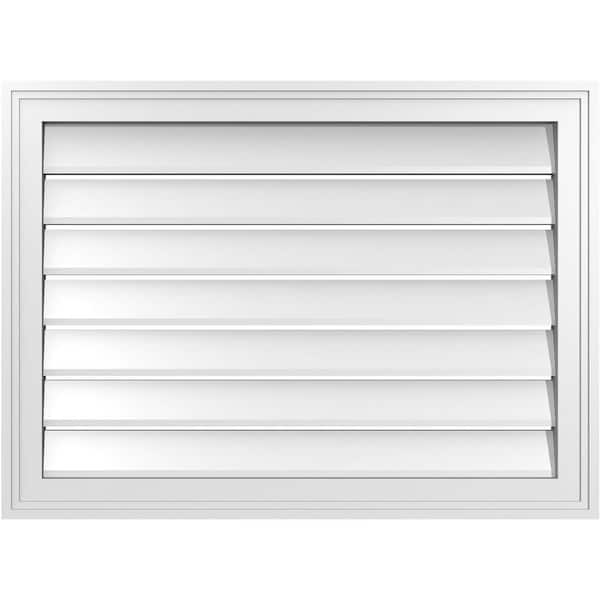 Ekena Millwork 30" x 22" Vertical Surface Mount PVC Gable Vent: Functional with Brickmould Frame