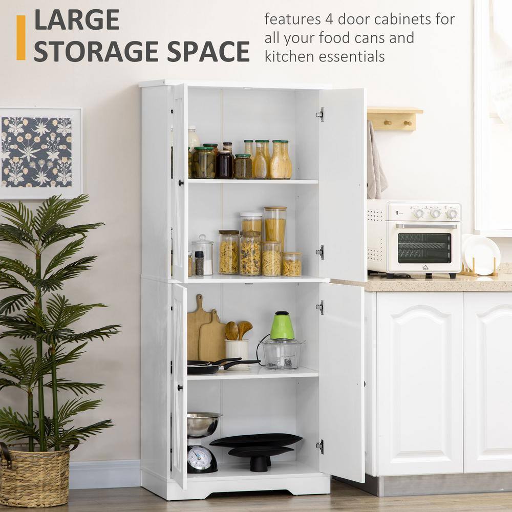 White Farmhouse Tall Kitchen Pantry Storage Cabinet with Doors and Shelves